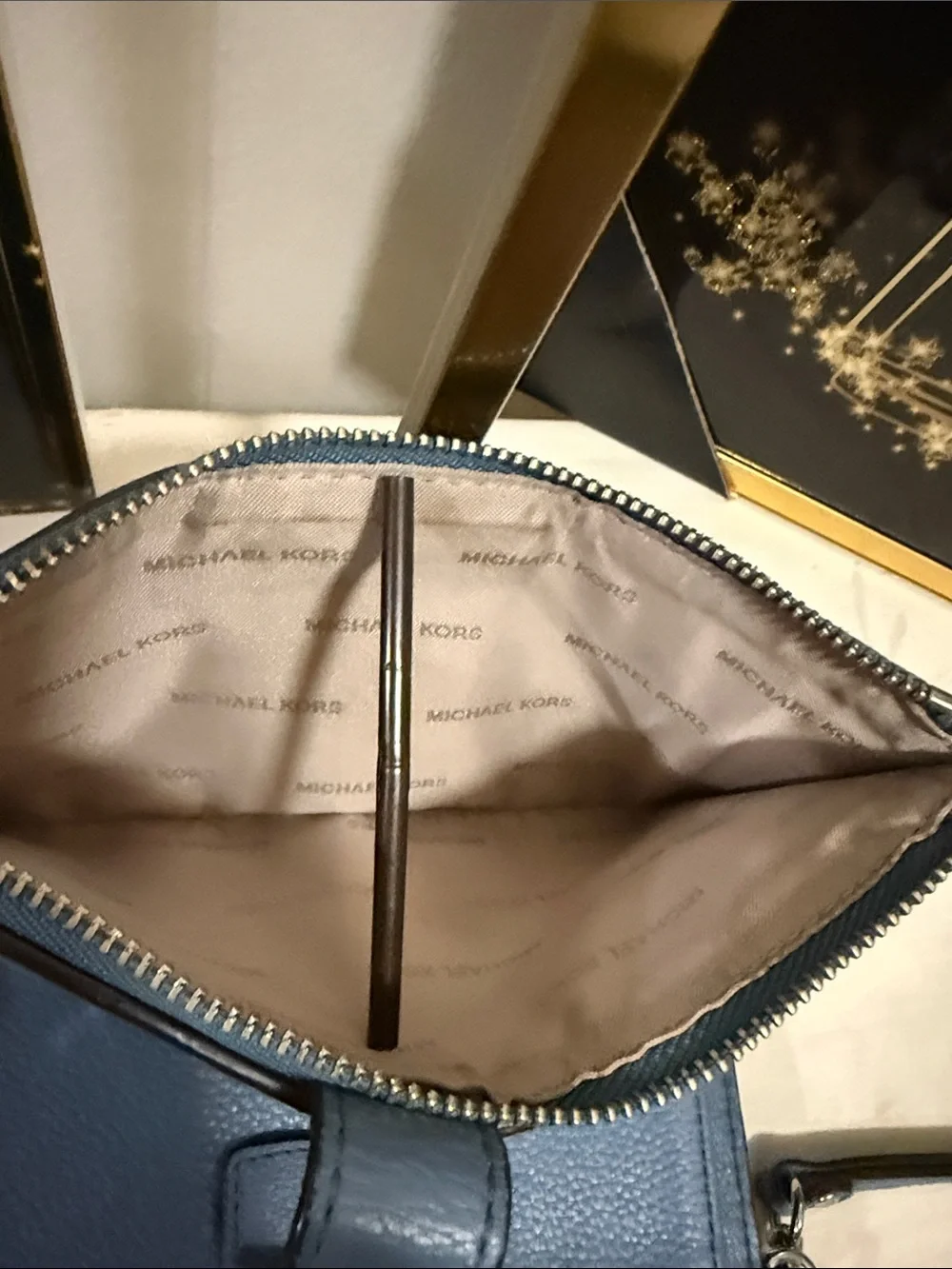 Michael Kors Light Blue Leather Wristlet Wallet